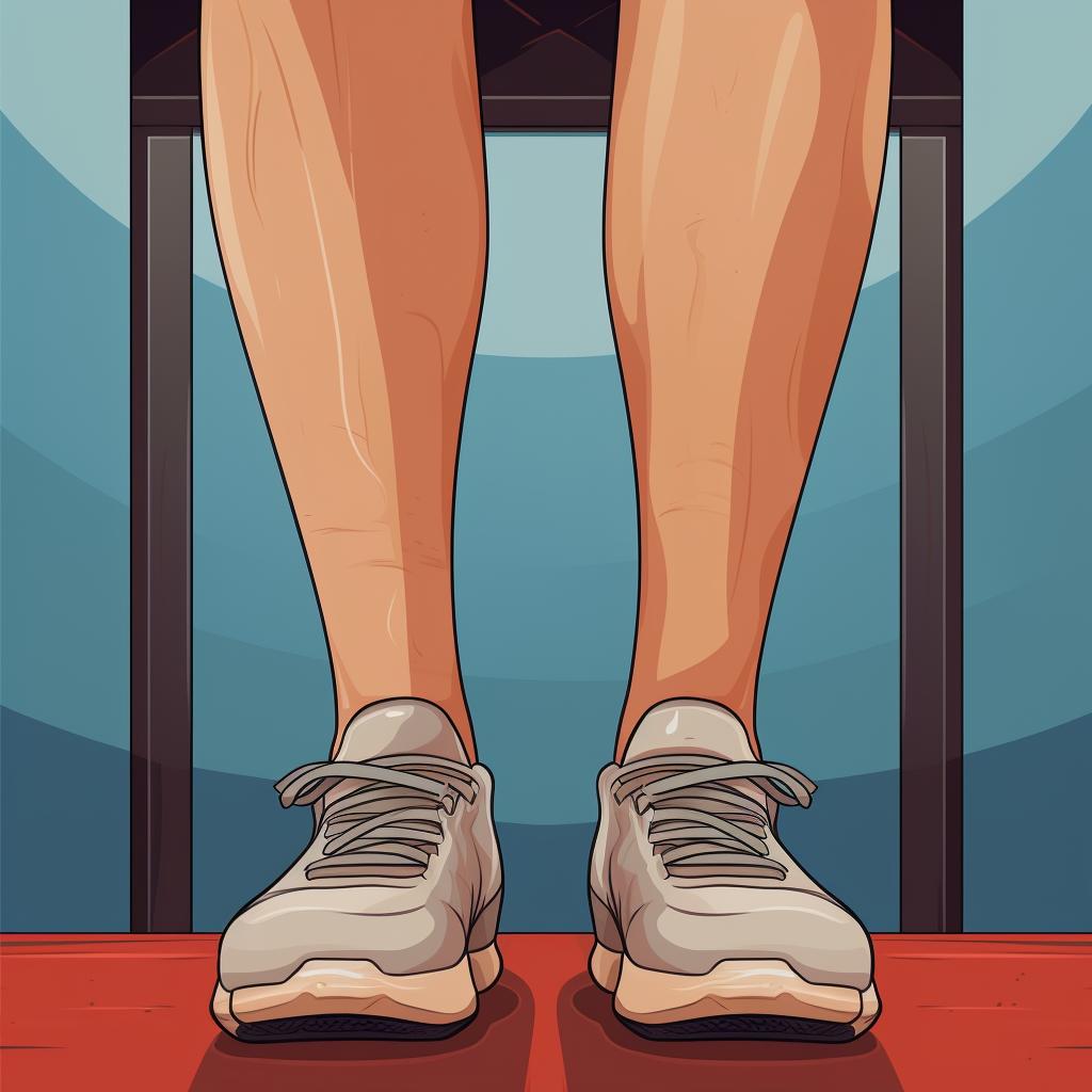 Close-up of person's feet and core during a squat